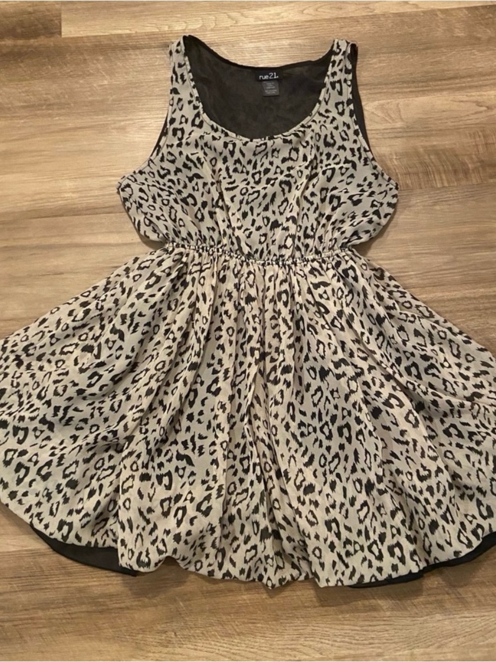 Rue21 Beige and Black Leopard Print Sleeveless Dress